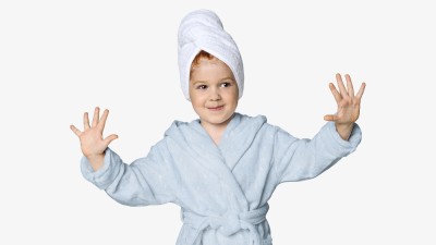 Blaue Bademäntel aus 100% Baumwolle für Kinder