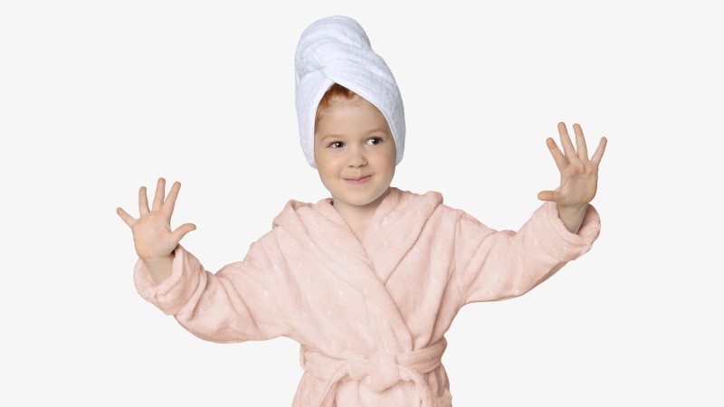 Halate de baie roz 100% bumbac pentru copii 2