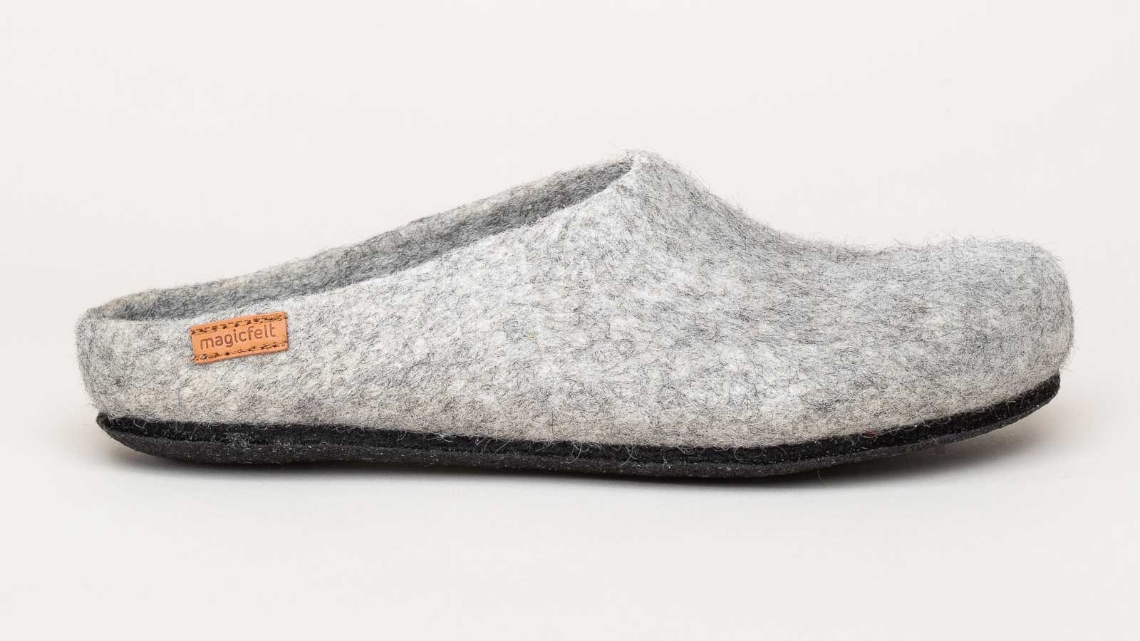Cozy Boiled Wool Slippers Gray Summer Biodegradable Amazonian Rubber Soles  — FELTFORMA